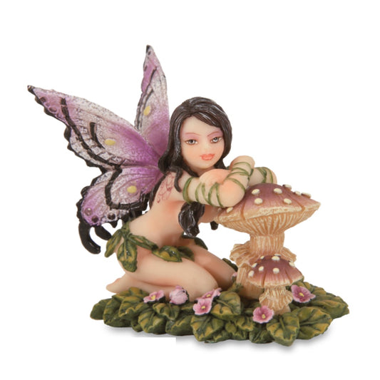 MINI fairy on her knees with mushroom, 7cm