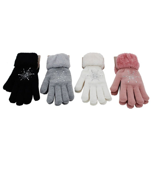 Norwegian winter gloves with crystal one size 4ass