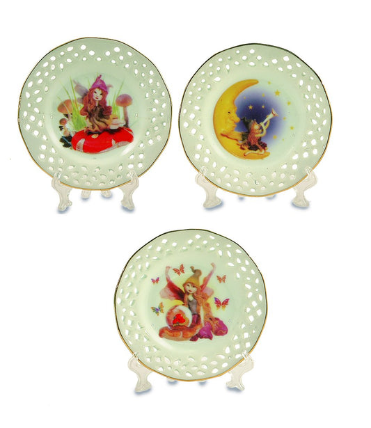 Porcelain saucer "mystical fairies", 10cm, 3 pieces