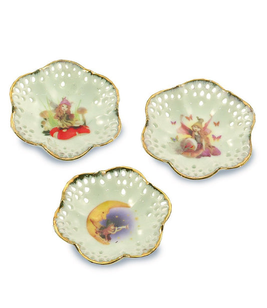 Porcelain plate "mystical fairies", 8cm, 3 pieces