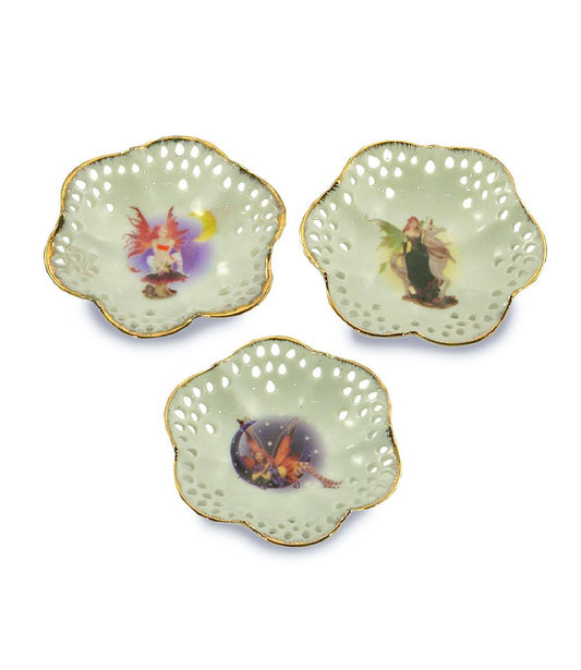 Porcelain saucers "dream fairies", 8cm, 3 pieces